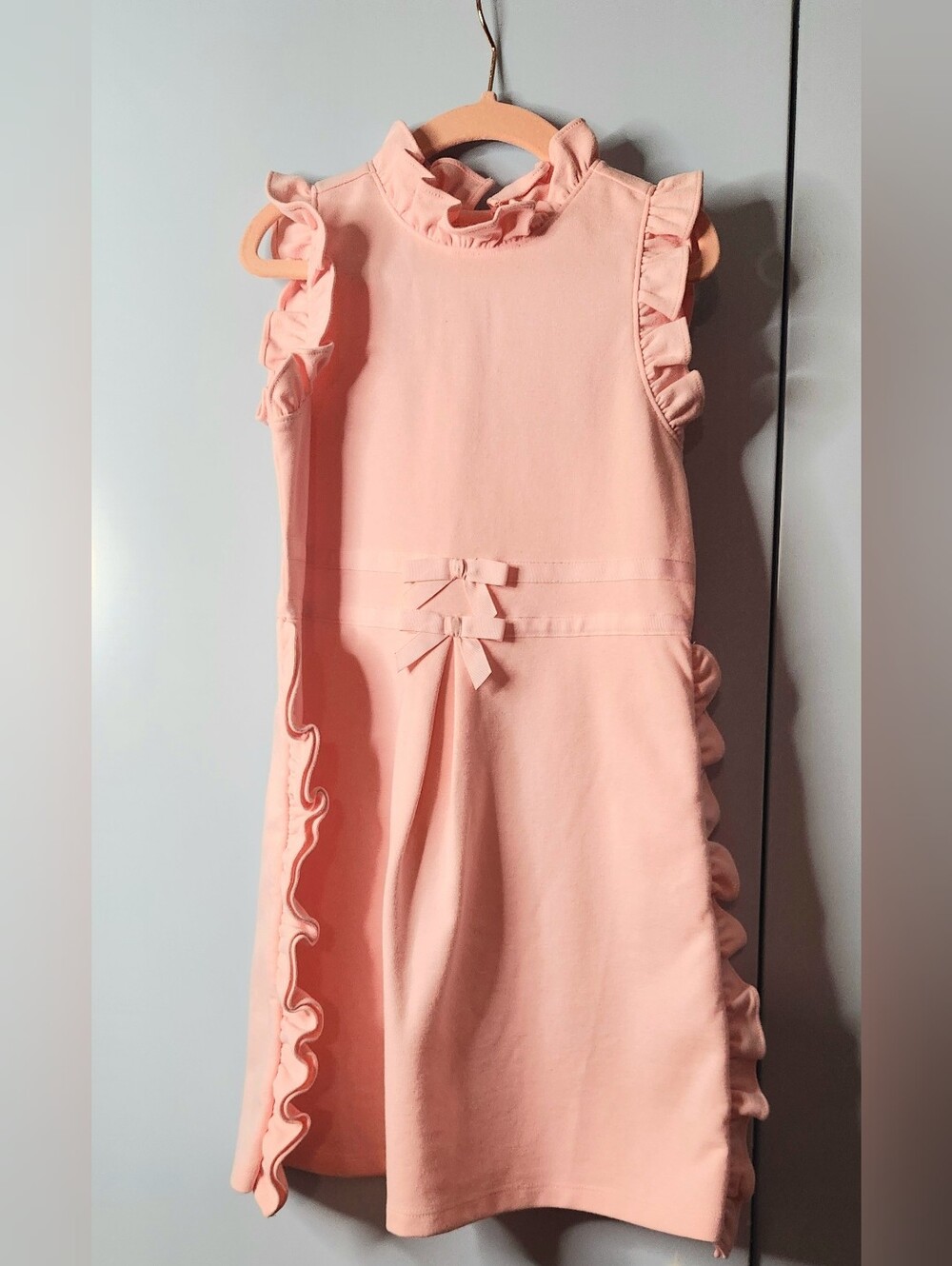 Janie and Jack Peach Ruffle Tank Dress with Bows